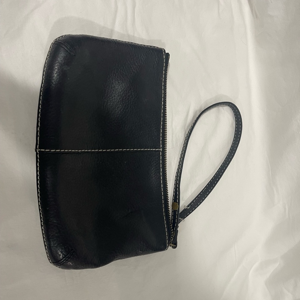 Leather Gap purse/clutch with Polka dot lining